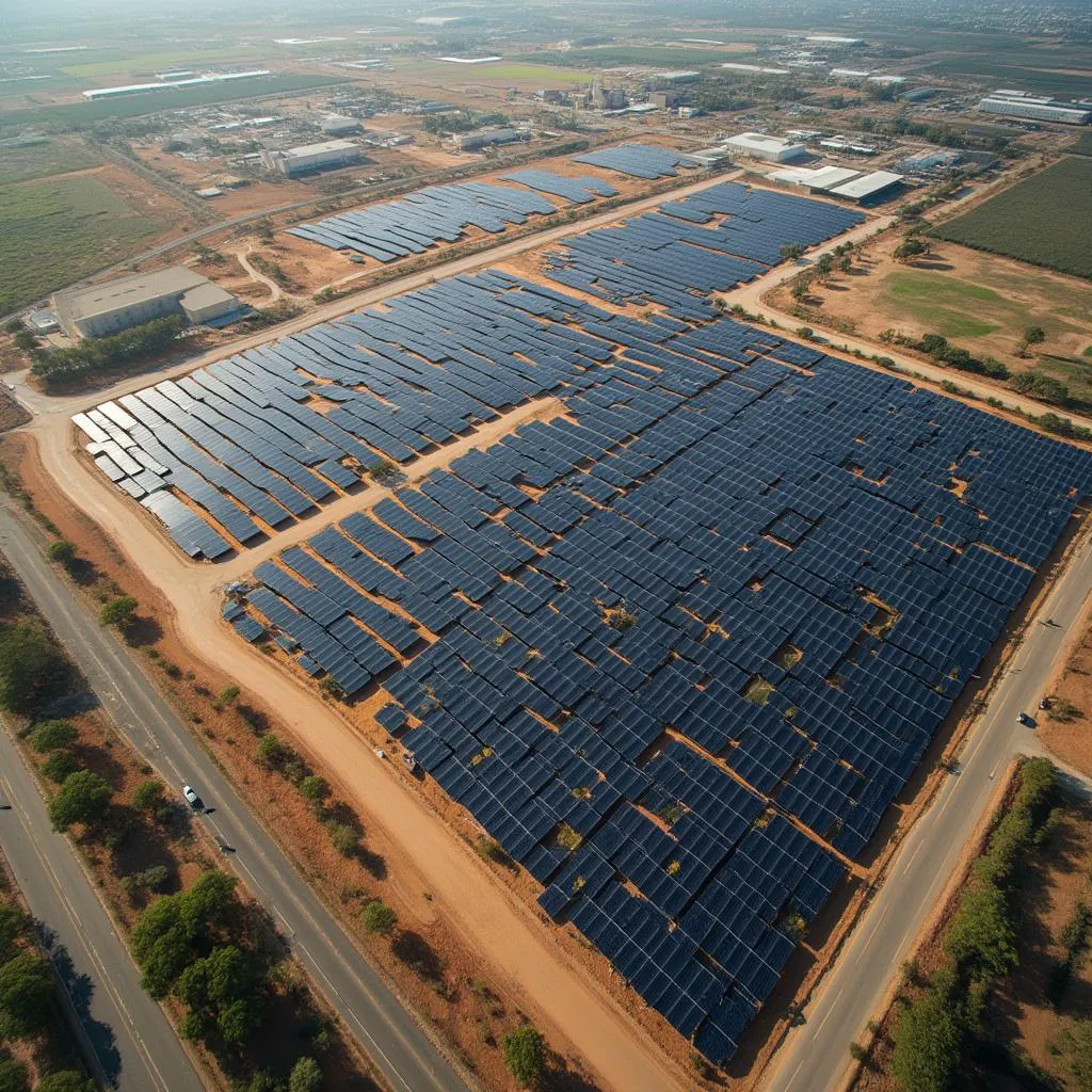 Gran instalación industrial de paneles solares