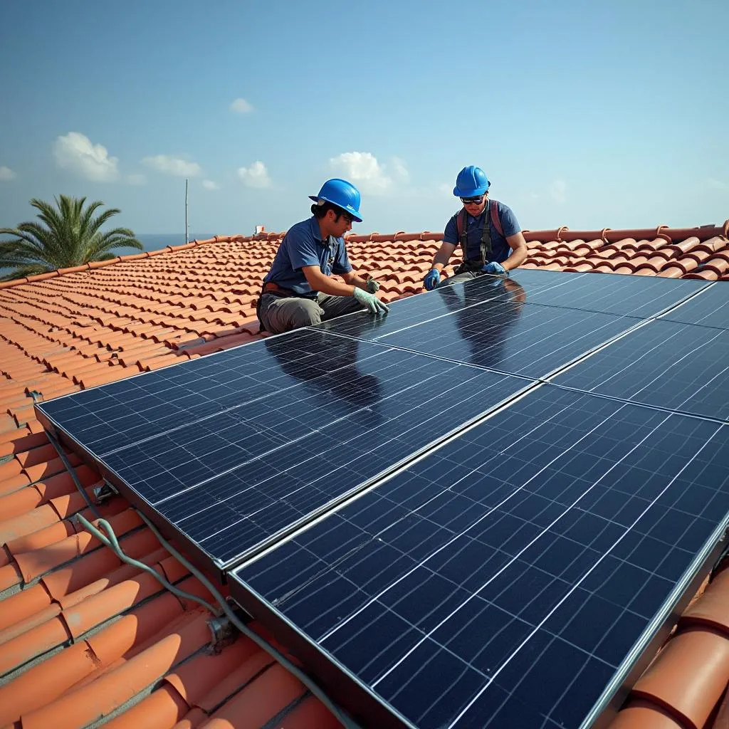 Instalación de paneles solares en hogar residencial