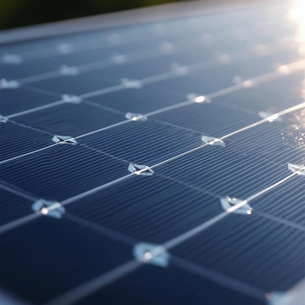 Detalle técnico de panel solar de alta eficiencia